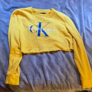 Yellow Calvin Klein cropped long sleeve